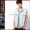Man light bule denim jacket vest with hoodie (LOTJ267)