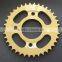yellow painting and golden zinc plated motorcycle sprocket CGL125 38T for 428 chain drive type