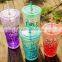 Hot selling double wall plastic freeze ice straw drinking cup