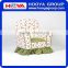 Farmhouse style kids sofa,flower +green bottom white dots cushion,W61cm* D43cm* H48cm,canvas+sponge+crude wood