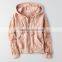 Full Zip Hoodie Womens Zip Front Full Drawstring Hood Kangaroo Pocket LACE SLEEVE Hooded Jacket