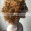 European Golden Hair Women Short Blonde Wigs Afro Kinky Synthetic Hair Lace Front Party Wig