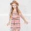 S60723B 2017 Child Girls Short Sleeve Round Neck Tube Casual Flared Midi Pleated Dress