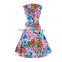 lastest flower woemen holiday princess dress/ women l printed fashionable dress/shnyn flower dress