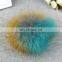 Diy animal fur ball pendant rainbow raccoon fur pompom keychain