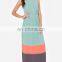 CHEFON Color Block turquoise maxi dress
