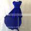 wholesale fashion womens plus size taffeta fabric cap sleeve blue maxi long party dress with floor length