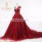 Puffy Crystals Cap Sleeves Red Prom Dresses V-neck 2017 Ball gowns prom dress long Rhinestones Red Carpet Celebrity prom gowns