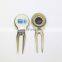 metal golf divot repair tool with golf ball marker