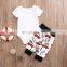 Infant Baby Boy Girl 2pcs Clothes Set Kids Short Sleeve You Serious Clark Letters Romper Tops Car Print Pants 2PCS Outfit Set