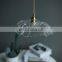 Nordic brass glass lamp restaurant bedroom pendant light glass leaf chandelier ceiling lamp
