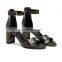 ladies new latest design high heel genuine patent leather sandals shoes women covered heel shoe