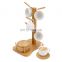 Bamboo Mug Rack Tree Organizer Bottle Drying Holder Coffee Drinking Cup Storage Organizer with 6 Coasters