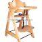 Natural Wood Handmade Baby Wooden High Chair with Top Quality