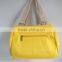 newest style hot waterproof washed fabric material yellow hand bag
