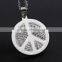 Anti-war peace sign pendant necklace stainless steel diamond necklace