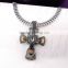 Jesus design gold plated black crystal cross necklace