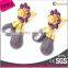new design cheap gold plating purple crystal flower shape bulk earrings