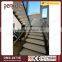 Glass Stair Handrail and Marble Stair Steps for Double Steel Plates Stair