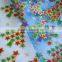 100% Polyester Christmas Flower Printed Organza Fabric for Christmas Decoration