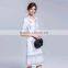 Printed 100%Cotton Autumn summer Women Dress short Sleeve Casual Skirts