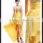 Wellbirth Waistband Crystal Beaded Yellow And Black Long Prom Dresses