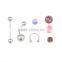 3 Pieces Body Piercing suit Match 4 Balls includes Nose Piercing/Labret/Belly Button Naval Ring