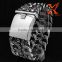 New Design Mens Jewelry Silver Black Stainless Steel Heavy Skull Chian Bracelet L:22CM W:3.4CM