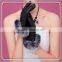 Separated Black Five Fingers Rabbbit Fur Winter Leather Gloves for Fashion Lady