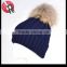Winter Women Raccoon Fur Pom Pom Bobble Knit Braided Hat