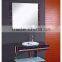best glass wash basin and glass mirrored vanity for sale