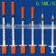 Orange Cap Disposable Insulin Syringe 1ml 0.5ml 0.3ml With Fixed Needle Syringe Factory