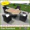 Luxury dining room furniture teak wood table and rattan chair