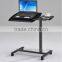 Black Laptop Cart, Computer Stand With Adjustable Table Top And Casters