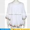 Boat neck long sleeve ruffle loose blouse white Plus size off shoulder summer beach boho blouse for women 2017