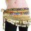2 rows gems velvet 248coins belly dancing hip scarf