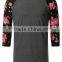 Fashion 3/4 Raglan Sleeve Baseball T Shirt With Floral Printed Sleeves Men's Hipster Hip Hop T Shirt Sublimated Baseball Jersey