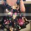 Toddler girls fall autumn black burgundy floral vintage boho short ruffle dress