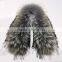 Myfur Brown Color Genuine Raccoon Fur Long Hooded For Lady Coat Wholesale Fur Collar