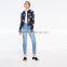 Fashion contrasting coloured stars cropped leather jackets for women