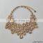 Antique Silver Hammered Oval Shape Statement Necklace And Earring Set