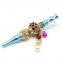 118mm Length metal smoking pipe with metal beads male cigarette holder female filter rod with penant