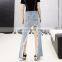 TWOTWINSTYLE Skirt For Women Casual Tassel Asymmetrical Denim High Waist Split Hit Color Irregular