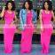 2020 New Arrivals Women Solid Color U-Neck Casual Dresses Ladies Bodycon Long Dresses Women Summer Dresses
