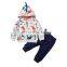 Fall Winter Boy Outfit  Toddler Baby Cartoon Dinosaur Print Clothing Set Long Sleeve Hooded tops + Pants 2pcs Set