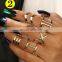 2021 Boho Vintage Ring Set Gold Knuckle Rings For Women Crystal Star Crescent Geometric Female Finger Rings Set Jewelry