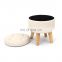 Customized modern living room furniture faux linen storage stool with wooden feet