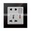 Universal 3 pin Wall Socket Gold/Red/Blcak Tempered Glass Panel 86*86mm Socketes and Switches Electrical 16A