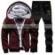 Winter Leisure Simple Printing Thickened Two-Piece Set Hoodies And Jogger For Men