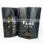Matte black laminating plastic stand up pouch packaging for ground coffee 500g